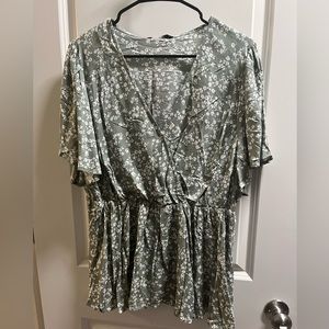 Floral v neck wrap top